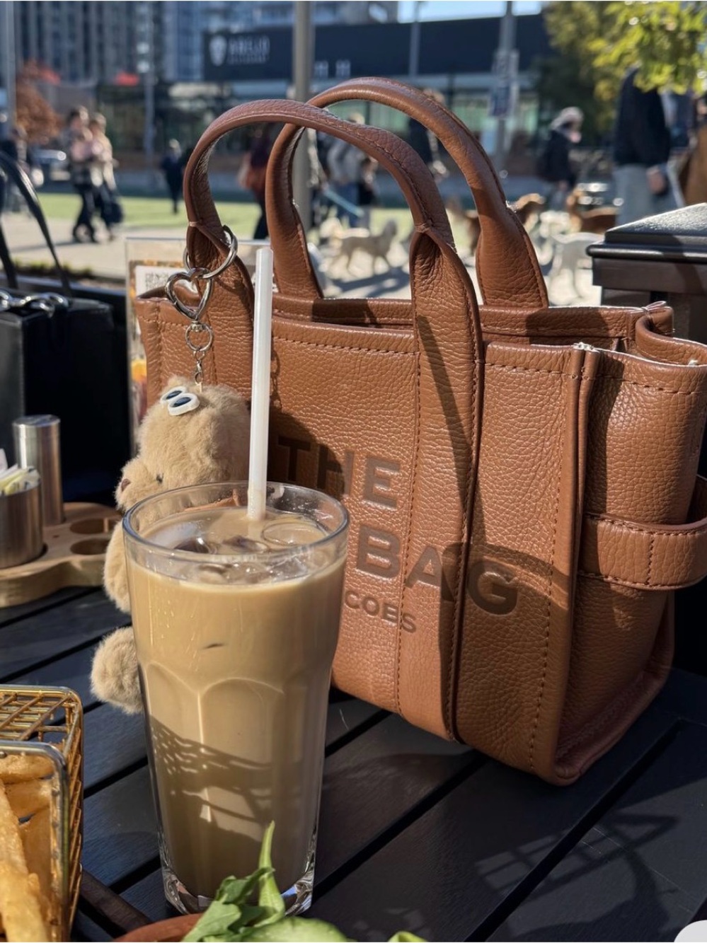 Marc Jacobs Tan Pebbled Leather Tote with Charm